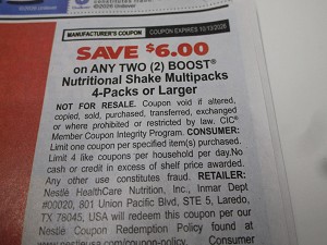 15 Coupons $6/2 Boost Nutritional Shake Multipacks 4pk+ 10/13/2026
