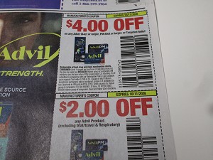 15 Coupons $4/1 Advil 144ct, PM 80ct or Trageted Relief + $2/1 Advil 10/11/2026